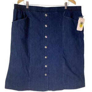 NWT Allison Daley Blue Jean Denim Skirt Elastic Waist & Pockets Woman's Size 22W